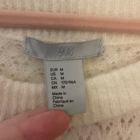 H&M brand mohair blend delicate knit sweater off white medium office casual - Picture 5 of 10